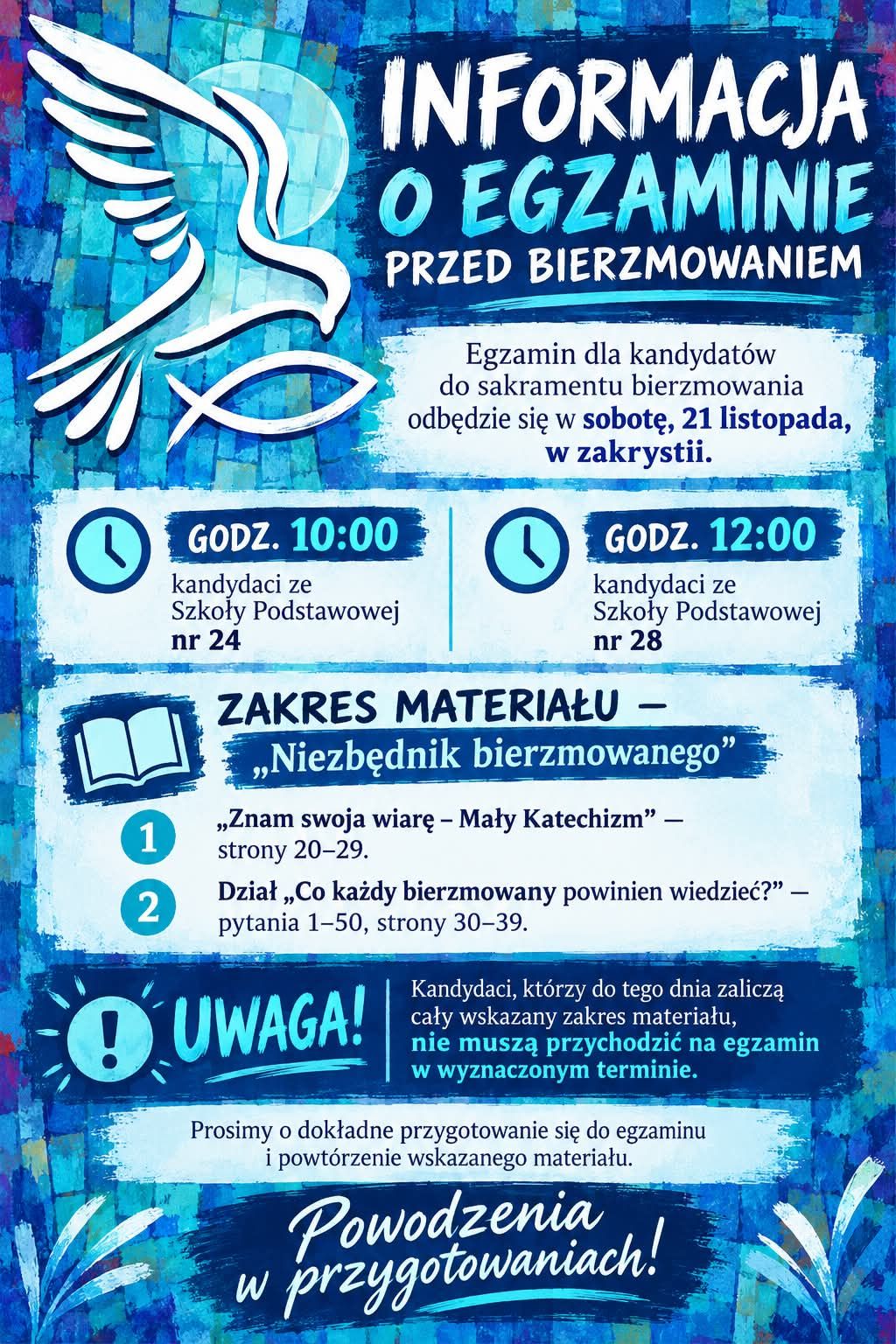 Zaliczenie materiału do bierzmowania